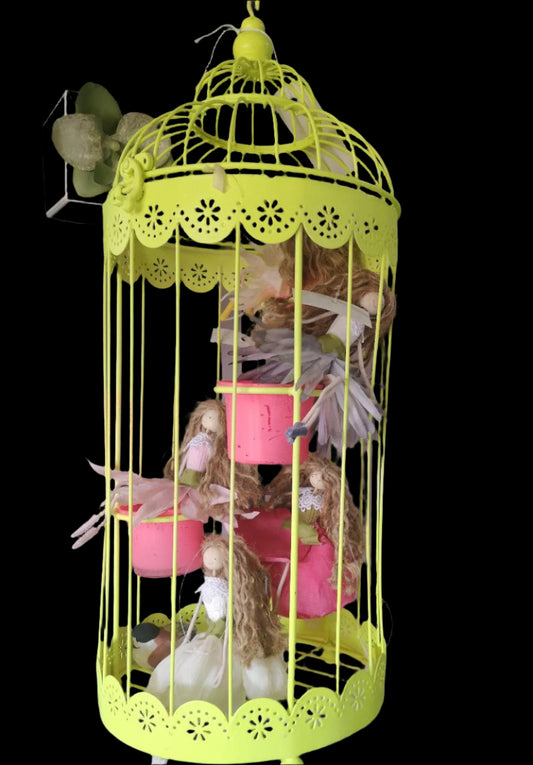 Customised bird cage with flower ladies