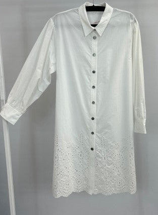 White button through dress