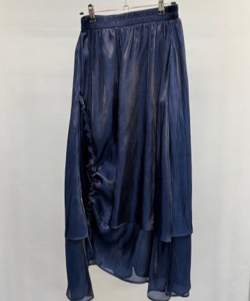 Ink blue sateen skirt