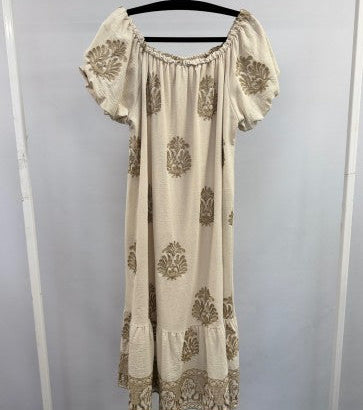 Cream Patterned Dress